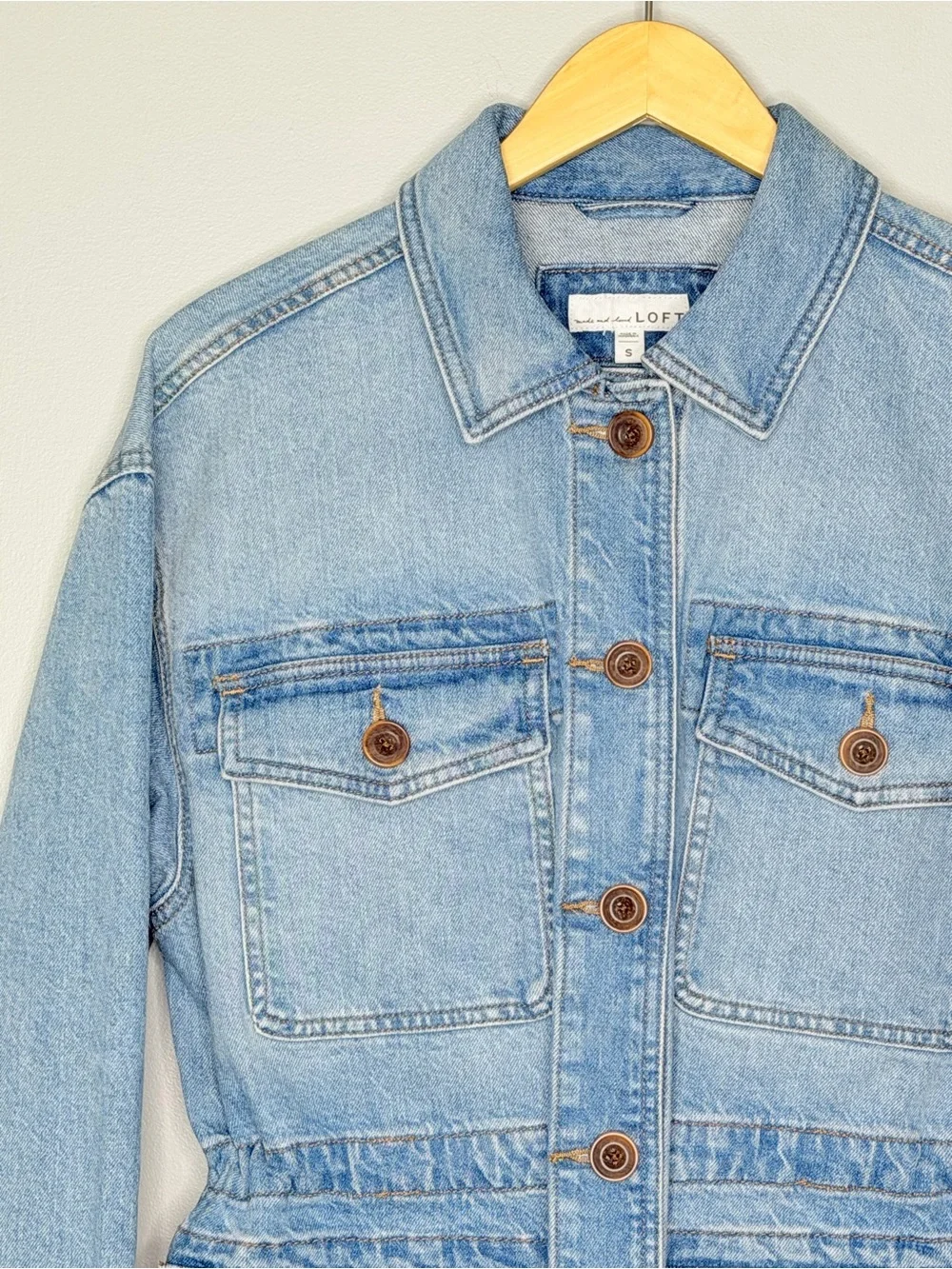 NEW LOFT Oversized Denim Long Sleeve Adjustable Waist Utility Jacket Size S - Picture 4 of 9
